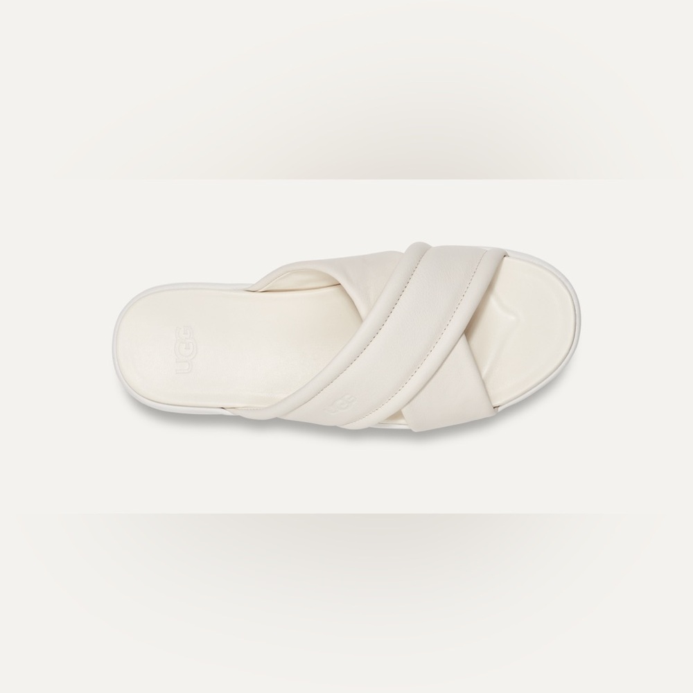 Ugg Zayne Crossband in White Leather Platform Sandal - Picture 2 of 10